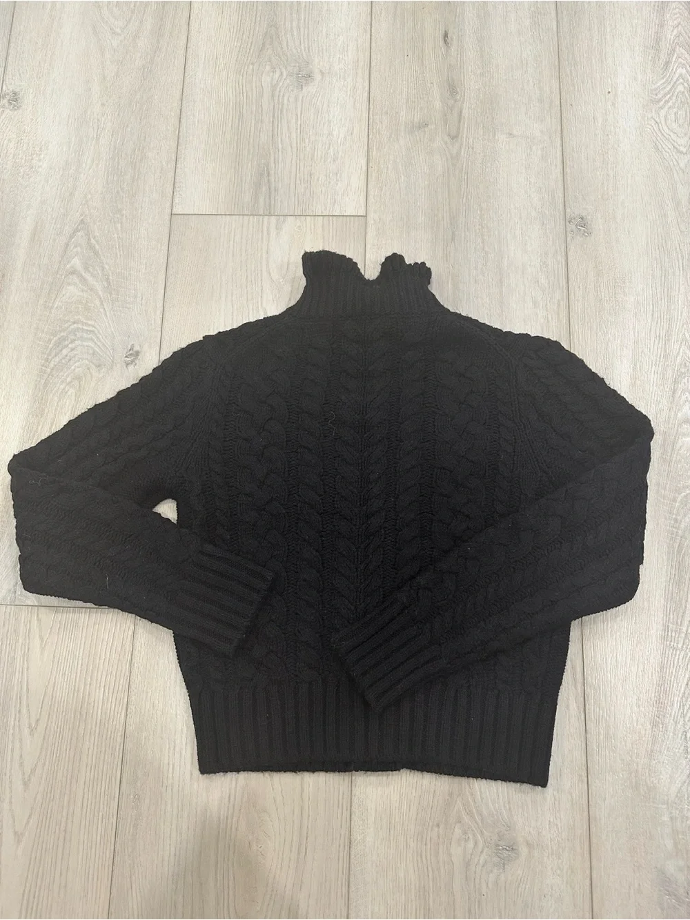 J.Crew Cable Knit Ruffleneck Cardigan Black Gold Buttons XS NWT
